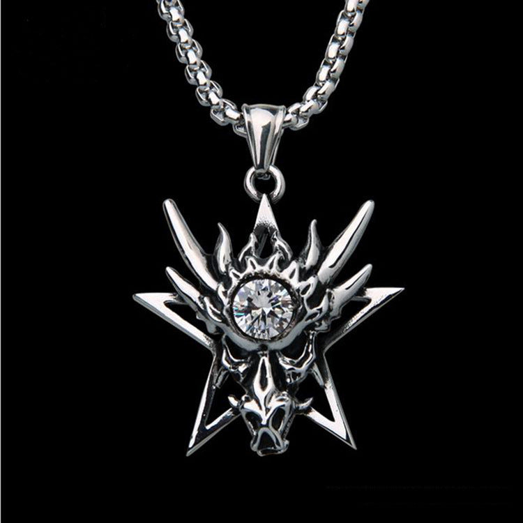 Wholesale Golden Horned Prajna Men's Ghost Mask Necklace